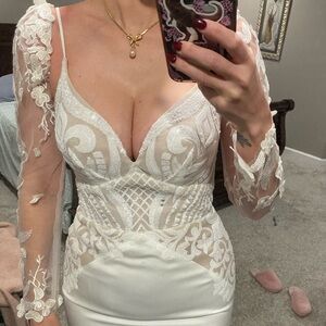 Elegant Sheer White Floral Sleeve